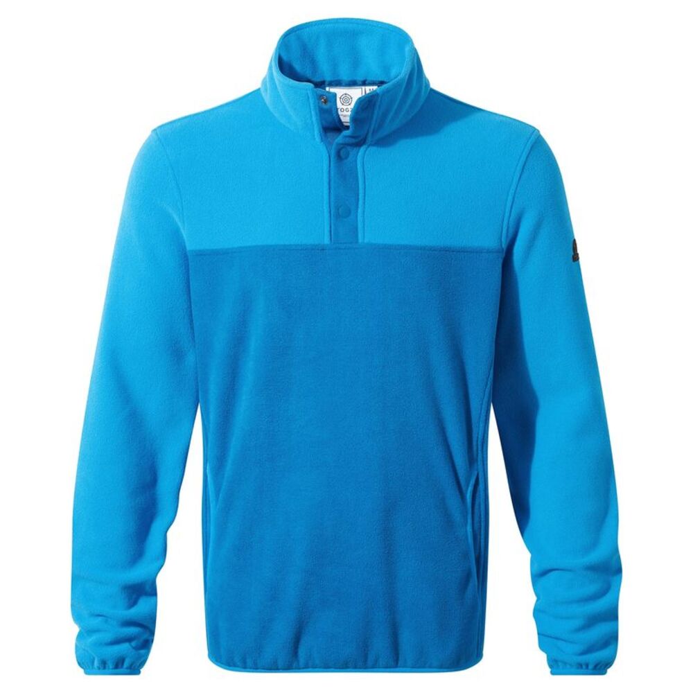 TOG24 Mens Farlow Stud Front Fleece Top / Peacock Blue